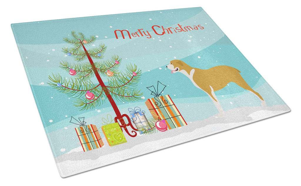 Belgium Mastiff Christmas Cutting Board Tempered Glass Kitchen Cutting Surface, Heat Resistant Chopping, Non-Slip Feet, Food Prep & Serving