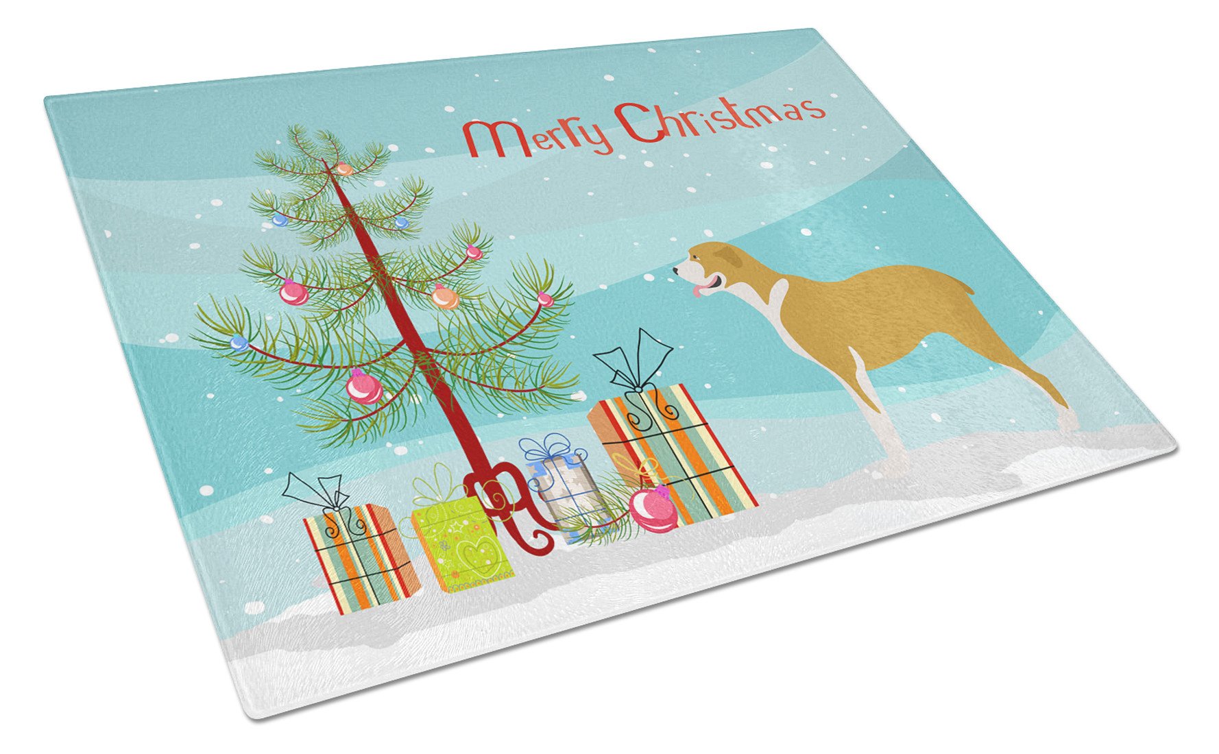 Belgium Mastiff Christmas Cutting Board Tempered Glass Kitchen Cutting Surface, Heat Resistant Chopping, Non-Slip Feet, Food Prep & Serving