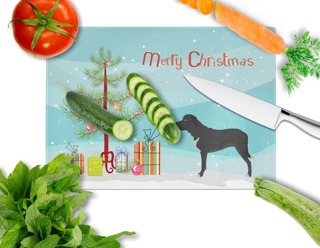 Broholmer Danish Mastiff Christmas Cutting Board Tempered Glass Kitchen Cutting Surface, Heat Resistant Chopping, Non-Slip Feet, Food Prep & Serving