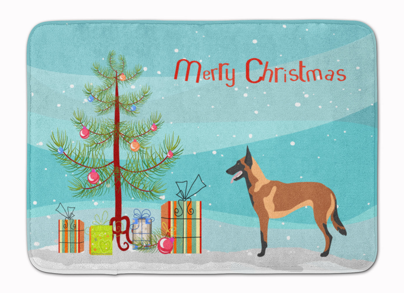 Malinois Belgian Shepherd  Christmas Memory Foam Kitchen Mat Machine Washable Anti-Fatigue Cushion Comfort Bath or Kitchen Rug