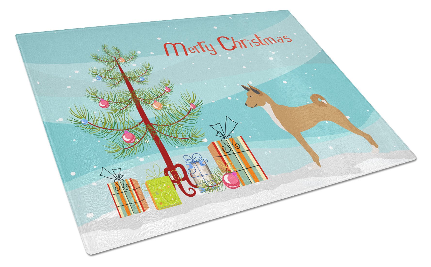 Telomian Christmas Cutting Board Tempered Glass Kitchen Cutting Surface, Heat Resistant Chopping, Non-Slip Feet, Food Prep & Serving
