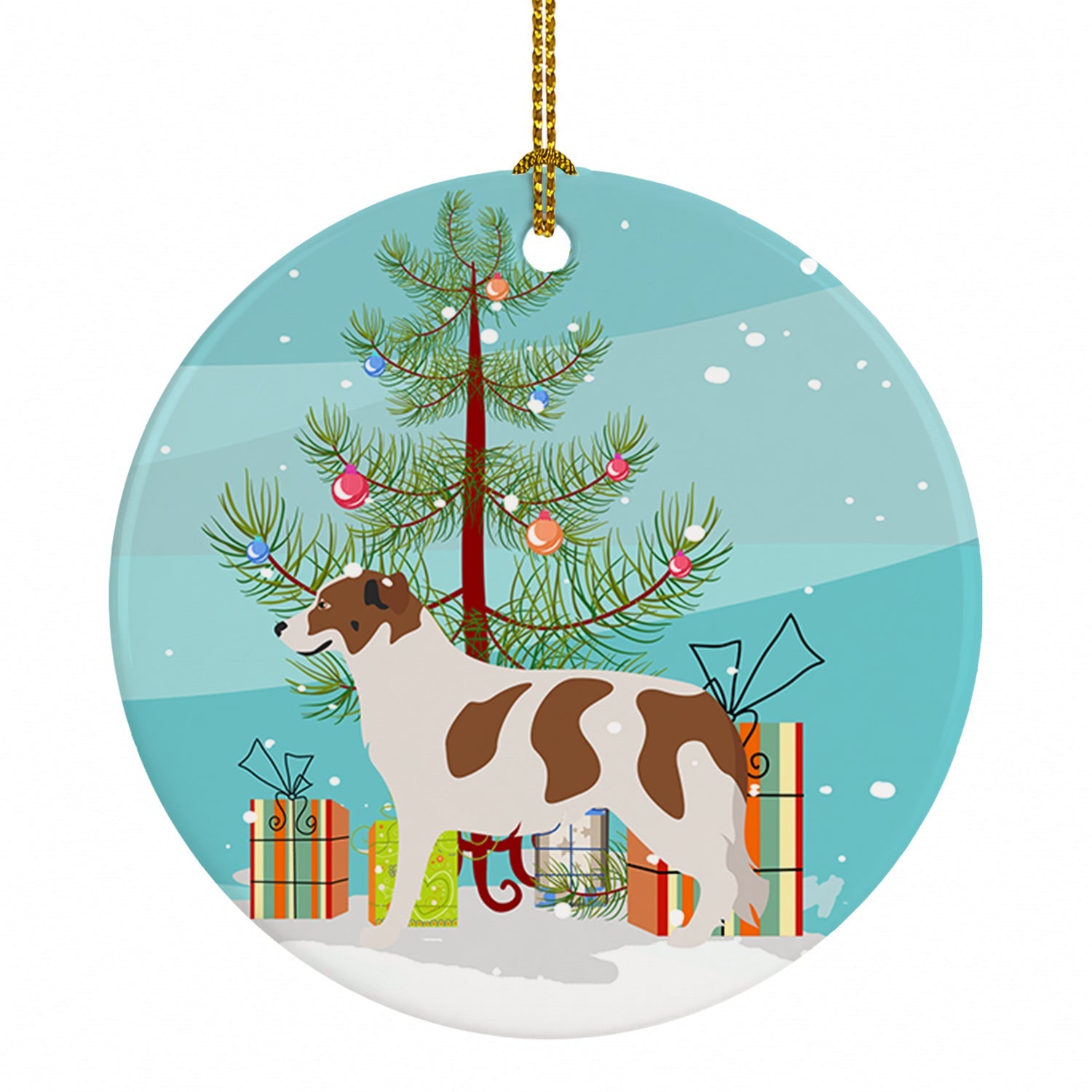 Aidi Atlas Mountain Dog Christmas Ceramic Ornament Christmas Tree Hanging Decorations for Home Christmas Holiday, Party, Gift, 3 in, Multicolor