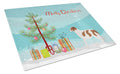 Aidi Atlas Mountain Dog Christmas Cutting Board Tempered Glass Kitchen Cutting Surface, Heat Resistant Chopping, Non-Slip Feet, Food Prep & Serving