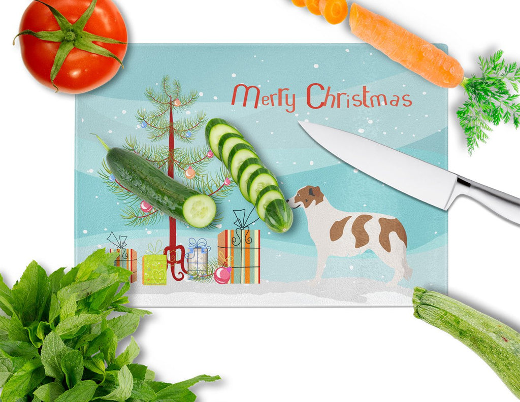 Aidi Atlas Mountain Dog Christmas Cutting Board Tempered Glass Kitchen Cutting Surface, Heat Resistant Chopping, Non-Slip Feet, Food Prep & Serving