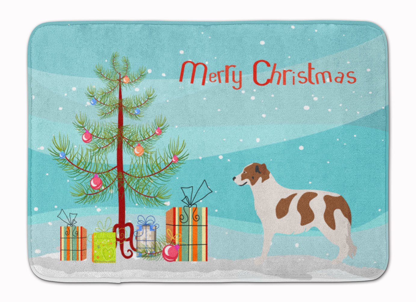Aidi Atlas Mountain Dog Christmas Memory Foam Kitchen Mat Machine Washable Anti-Fatigue Cushion Comfort Bath or Kitchen Rug