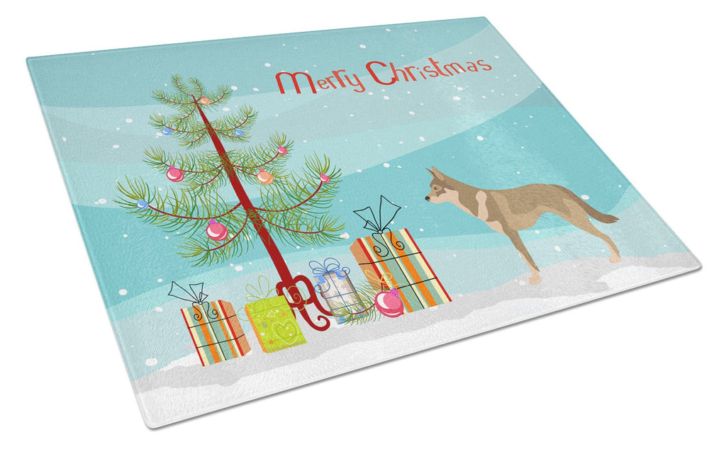 Czechoslovakian Wolfdog Christmas Cutting Board Tempered Glass Kitchen Cutting Surface, Heat Resistant Chopping, Non-Slip Feet, Food Prep & Serving