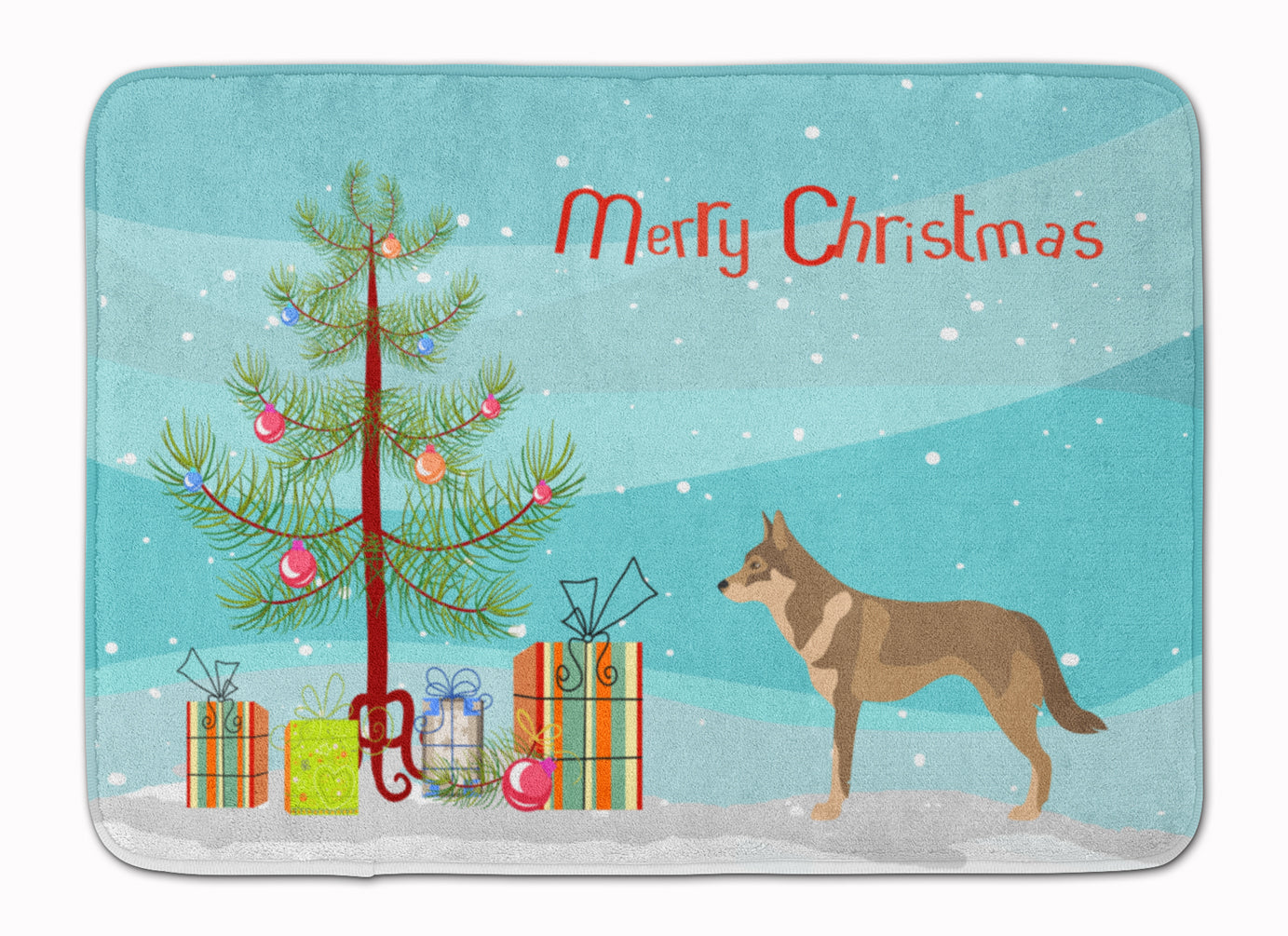 Czechoslovakian Wolfdog Christmas Memory Foam Kitchen Mat Machine Washable Anti-Fatigue Cushion Comfort Bath or Kitchen Rug
