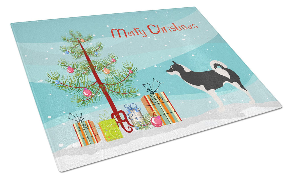 Greenland Dog Christmas Cutting Board Tempered Glass Kitchen Cutting Surface, Heat Resistant Chopping, Non-Slip Feet, Food Prep & Serving