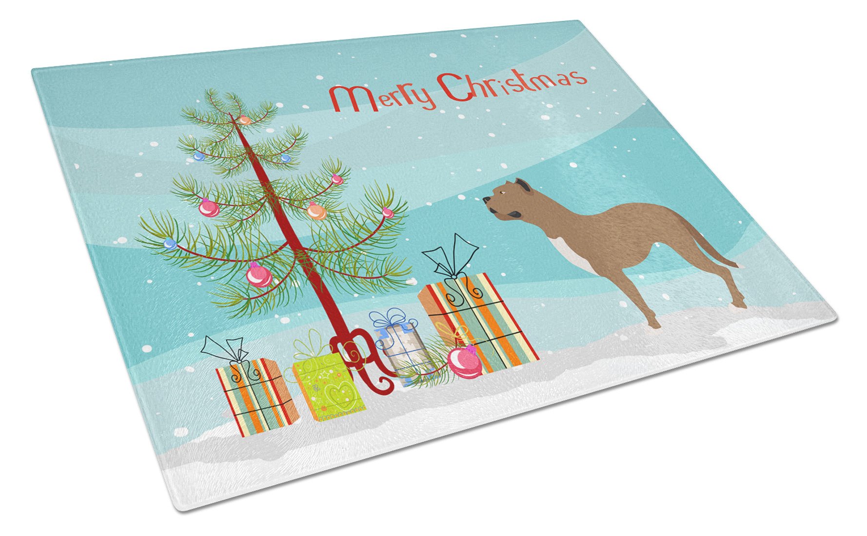 Perro de Presa Canario Christmas Cutting Board Tempered Glass Kitchen Cutting Surface, Heat Resistant Chopping, Non-Slip Feet, Food Prep & Serving