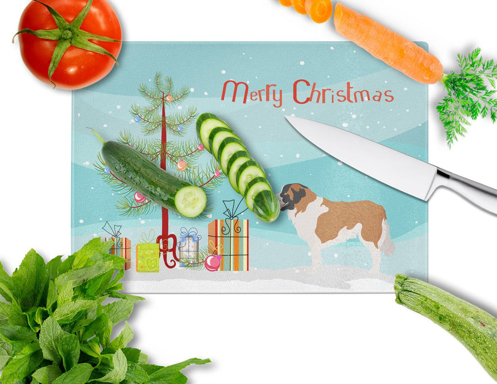 Moscow Watchdog Christmas Cutting Board Tempered Glass Kitchen Cutting Surface, Heat Resistant Chopping, Non-Slip Feet, Food Prep & Serving