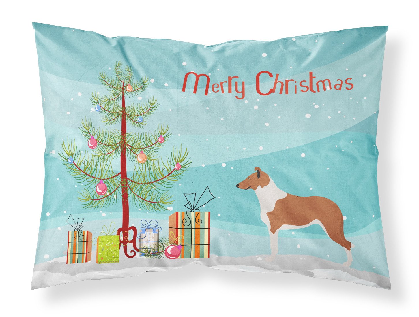 Smooth Collie Christmas Standard Pillowcase Lightweight Super Soft Easy Care Decorative Artwork Pillowcase, Standard