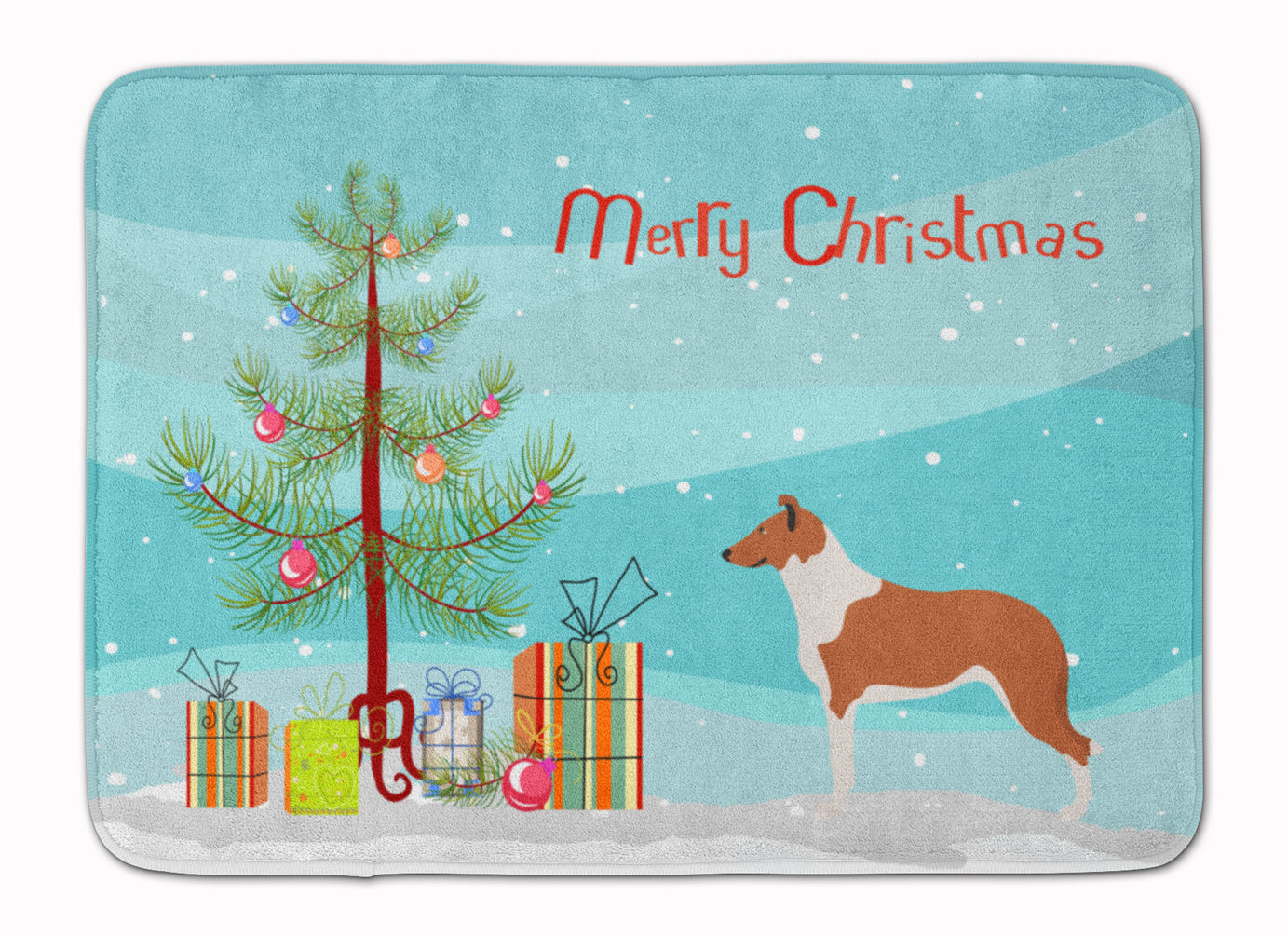 Smooth Collie Christmas Memory Foam Kitchen Mat Machine Washable Anti-Fatigue Cushion Comfort Bath or Kitchen Rug