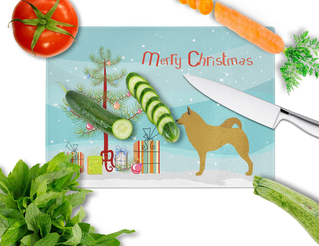 Finnish Spitz Christmas Cutting Board Tempered Glass Kitchen Cutting Surface, Heat Resistant Chopping, Non-Slip Feet, Food Prep & Serving