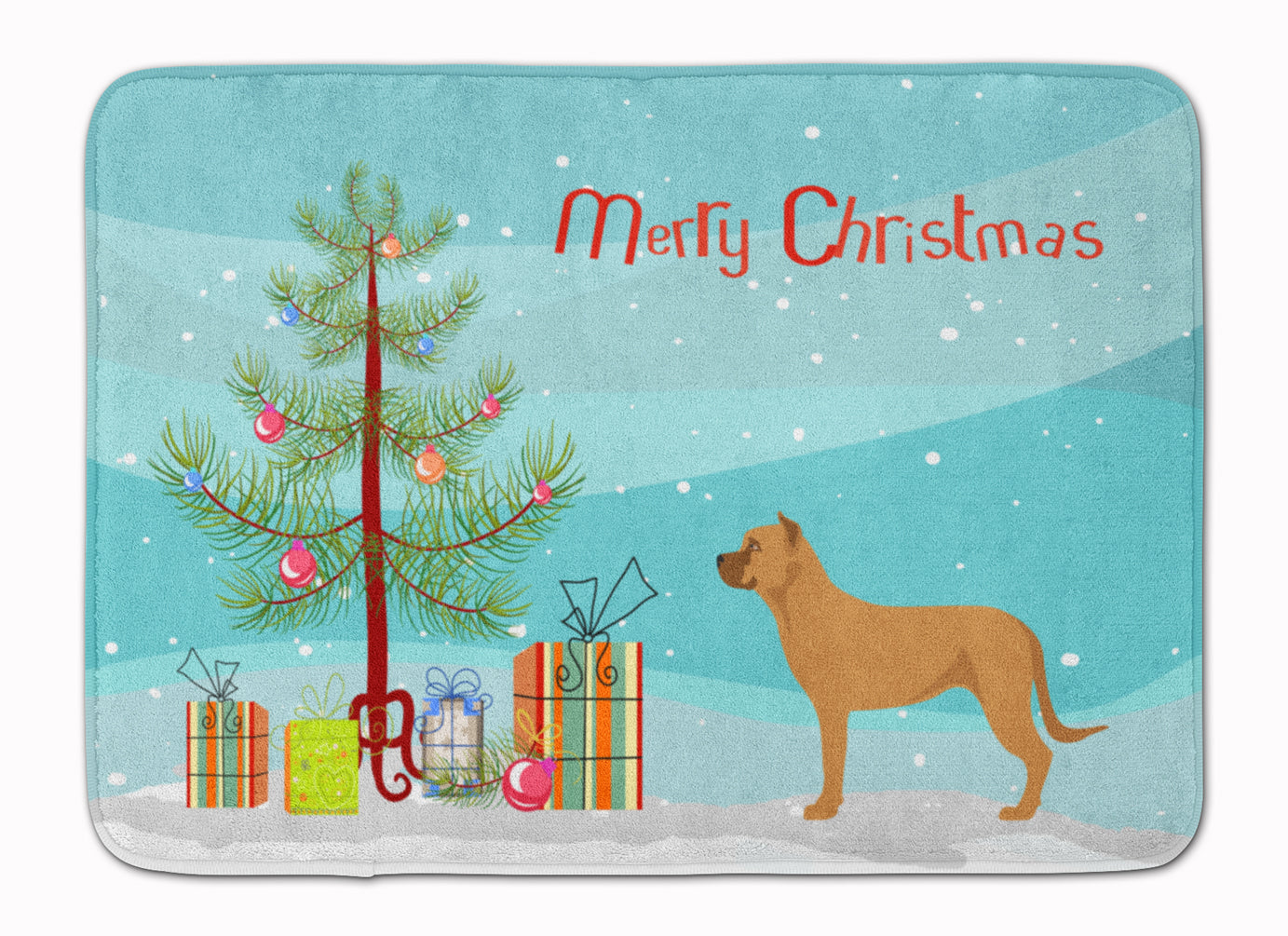 Alano Espanol Spanish Bulldog Christmas Memory Foam Kitchen Mat Machine Washable Anti-Fatigue Cushion Comfort Bath or Kitchen Rug