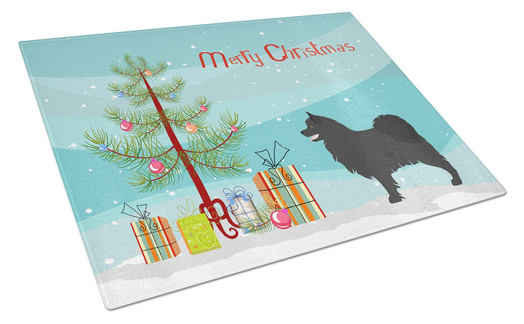 Swedish Lapphund Christmas Cutting Board Tempered Glass Kitchen Cutting Surface, Heat Resistant Chopping, Non-Slip Feet, Food Prep & Serving