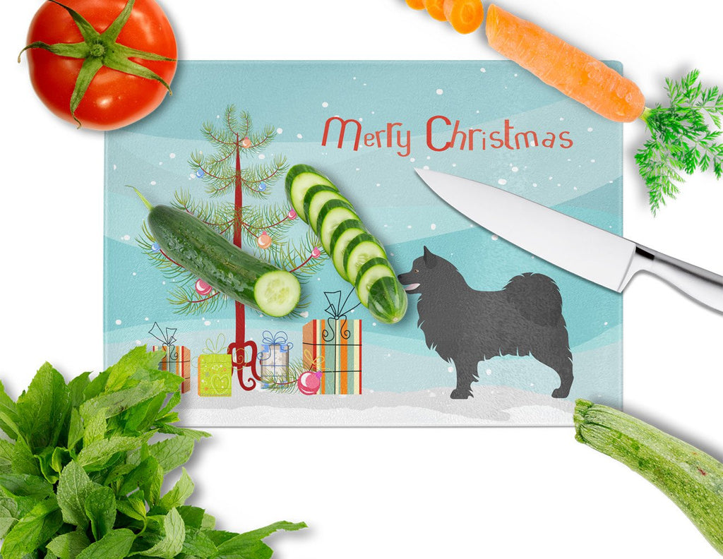 Swedish Lapphund Christmas Cutting Board Tempered Glass Kitchen Cutting Surface, Heat Resistant Chopping, Non-Slip Feet, Food Prep & Serving