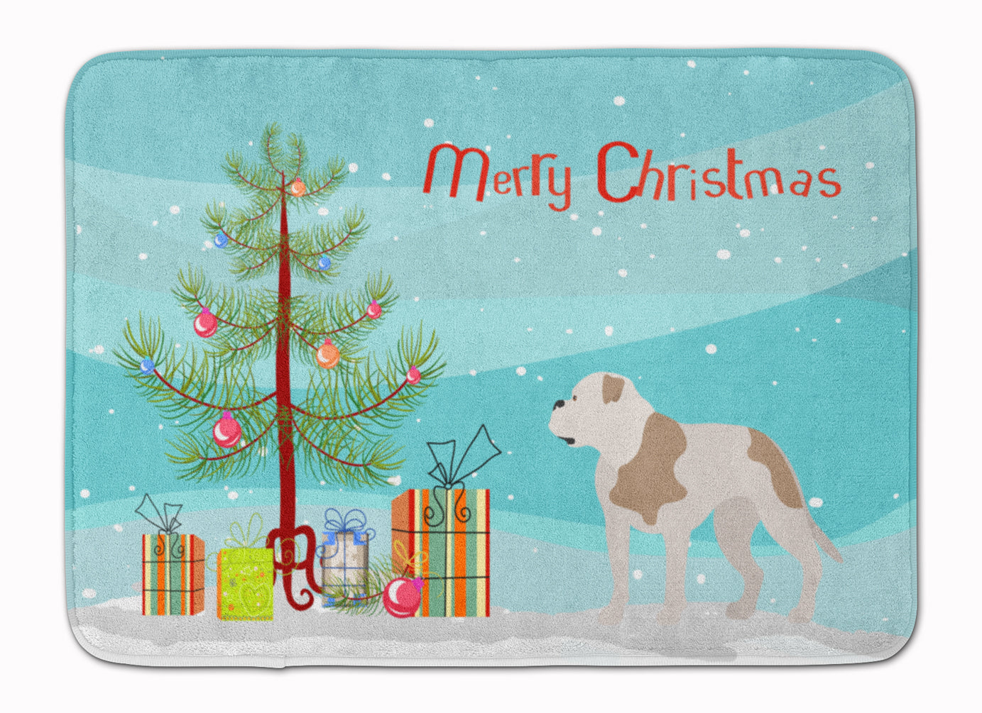 American Bulldog Christmas Memory Foam Kitchen Mat Machine Washable Anti-Fatigue Cushion Comfort Bath or Kitchen Rug