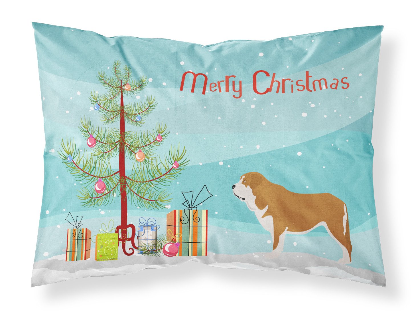 Mastin Epanol Spanish Mastiff Christmas Standard Pillowcase Lightweight Super Soft Easy Care Decorative Artwork Pillowcase, Standard