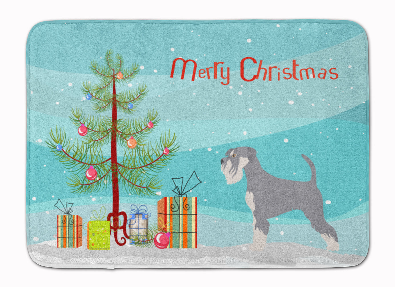 Schnauzer Christmas Memory Foam Kitchen Mat Machine Washable Anti-Fatigue Cushion Comfort Bath or Kitchen Rug