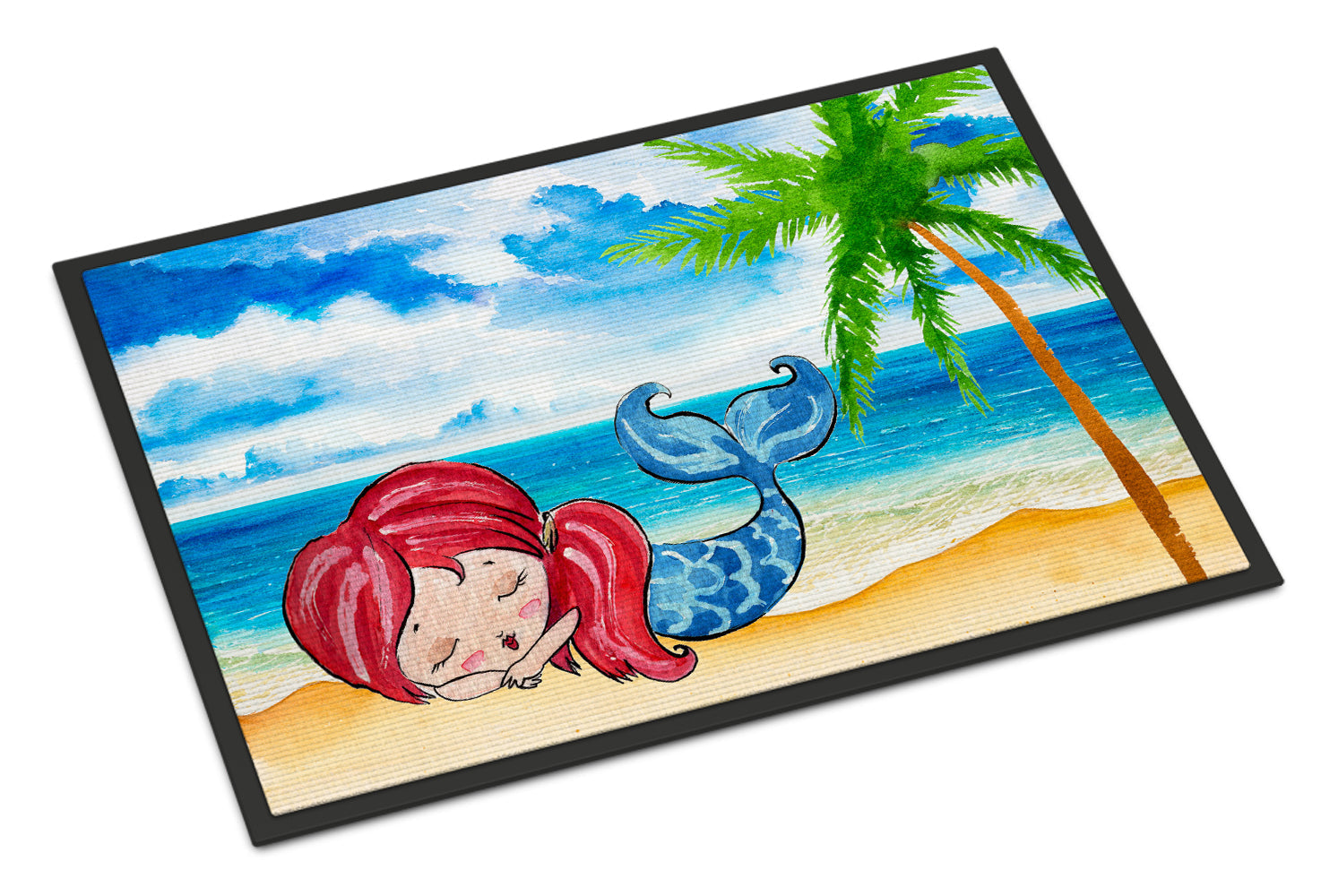 Mermaid on the Beach Doormat Indoor Outdoor 24H X 36W Front Door Mat Rugs for Entryway, Non Slip Washable Low Pile,