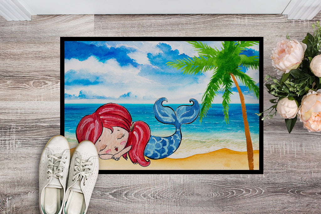 Mermaid on the Beach Doormat Indoor Outdoor 24H X 36W Front Door Mat Rugs for Entryway, Non Slip Washable Low Pile,