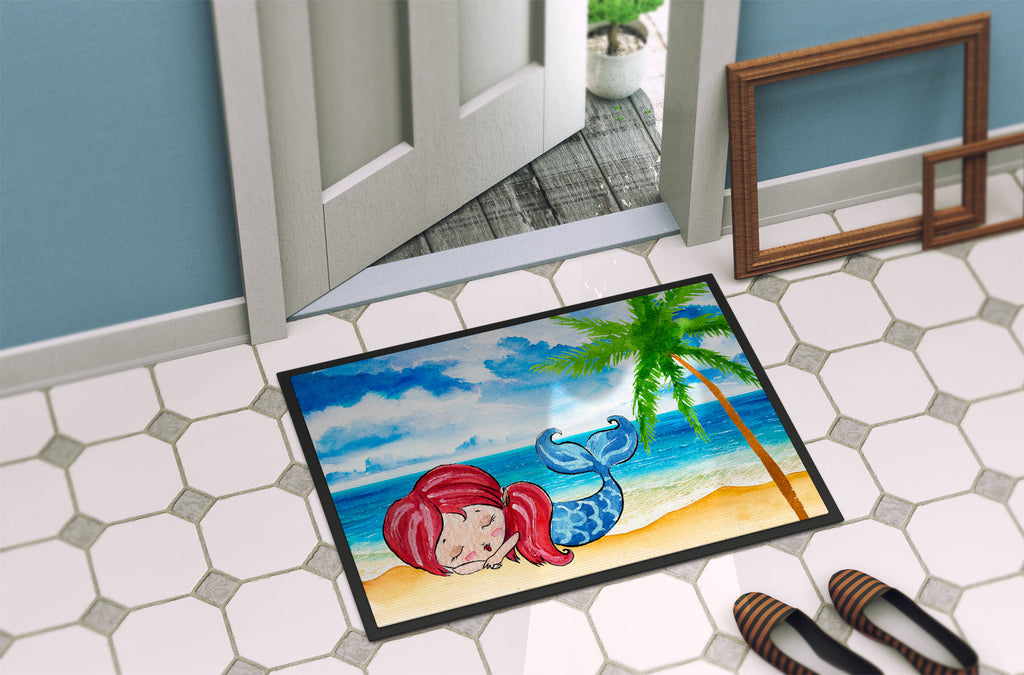 Mermaid on the Beach Doormat Indoor Outdoor 24H X 36W Front Door Mat Rugs for Entryway, Non Slip Washable Low Pile,