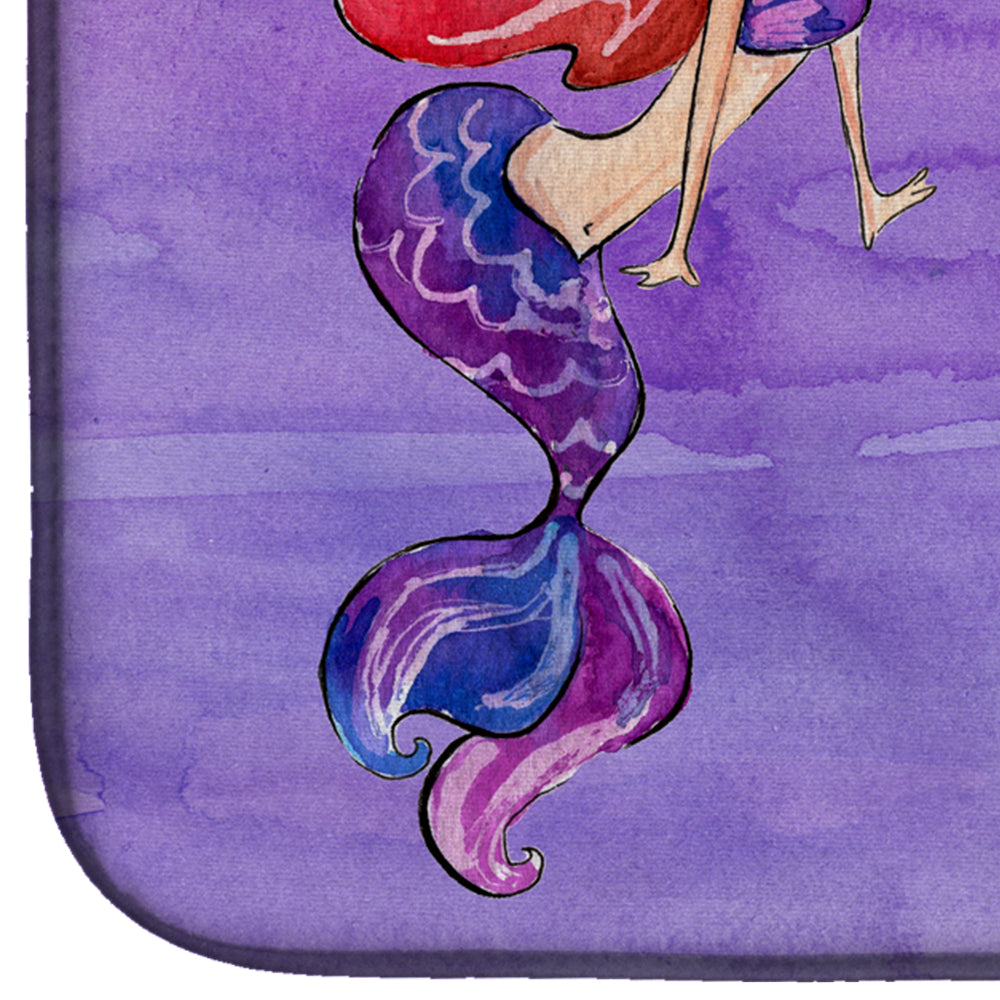 Mermaid Welcome Purple Dish Drying Mat Absorbent Dish Drying Mat Pad for Kitchen Counter Dish Drainer Mat for Countertop, 14 x 21", Multicolor
