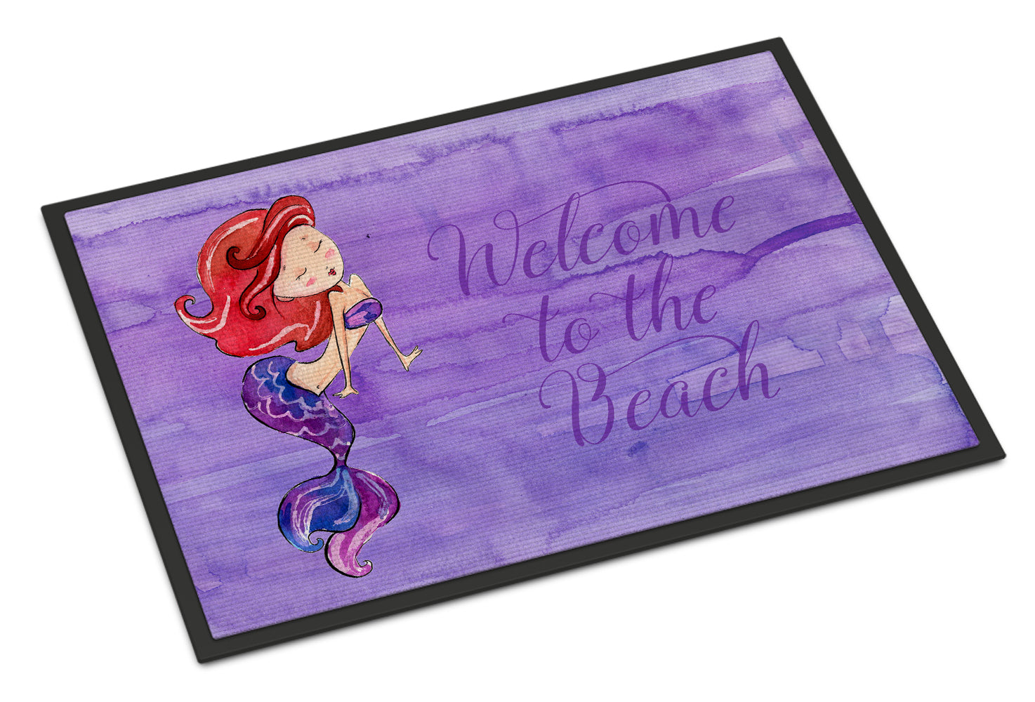 Mermaid Welcome Purple Doormat Indoor Outdoor 24H X 36W Front Door Mat Rugs for Entryway, Non Slip Washable Low Pile,