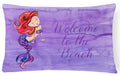 Mermaid Welcome Purple Decorative Throw Pillow 12x16 Indoor Outdoor Accent Cushion, Fabric Cover with Insert for Sofa, Bed, Porch & Living Room