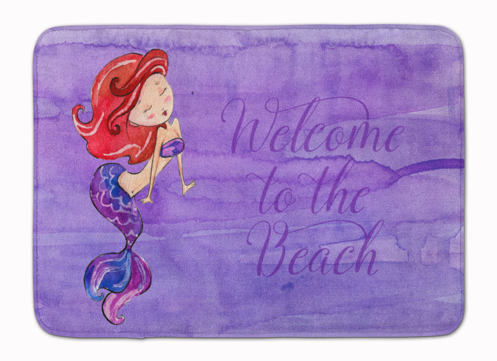 Mermaid Welcome Purple Memory Foam Kitchen Mat Machine Washable Anti-Fatigue Cushion Comfort Bath or Kitchen Rug