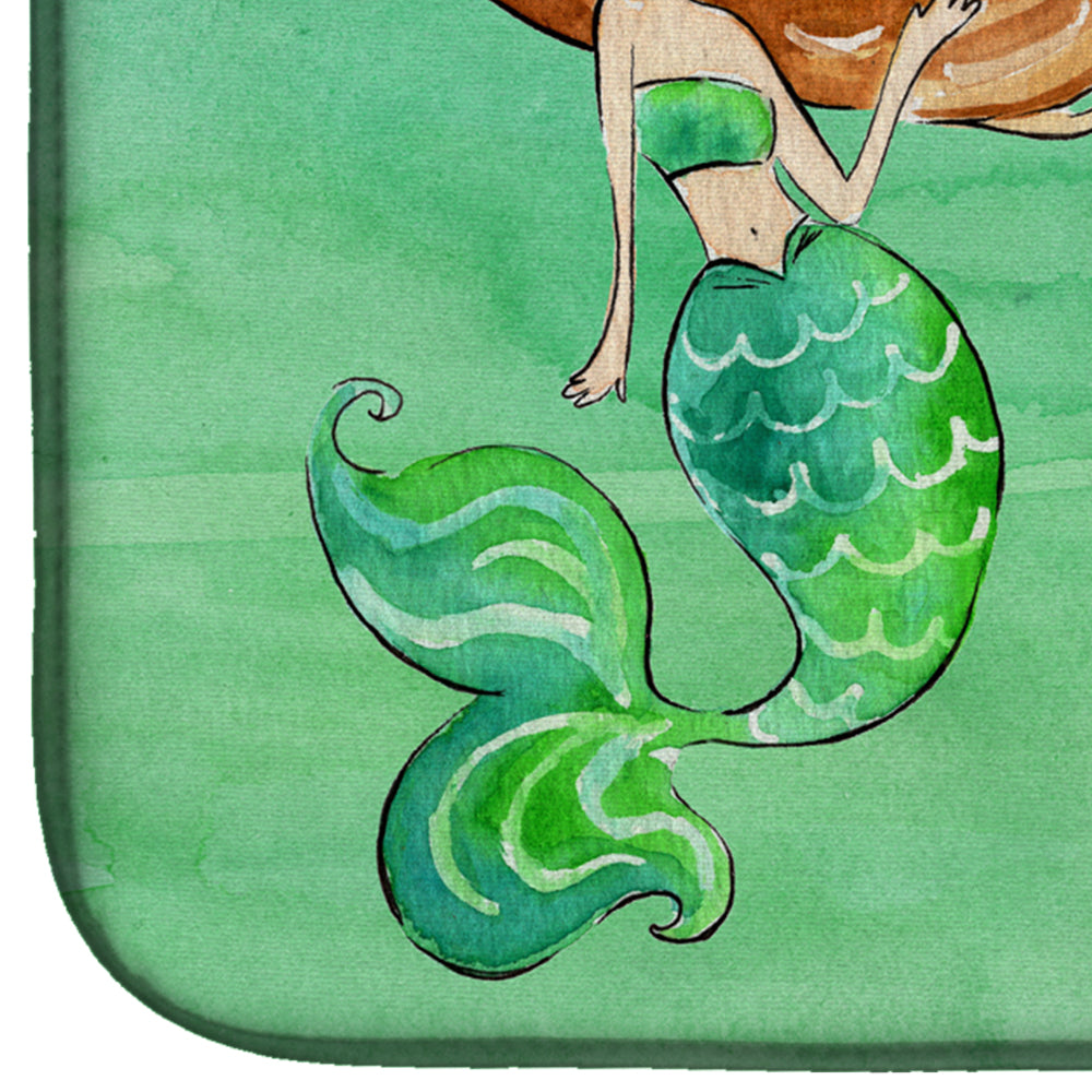 Mermaid Welcome Green Dish Drying Mat Absorbent Dish Drying Mat Pad for Kitchen Counter Dish Drainer Mat for Countertop, 14 x 21", Multicolor