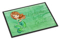 Mermaid Welcome Green Doormat Indoor Outdoor 24H X 36W Front Door Mat Rugs for Entryway, Non Slip Washable Low Pile,