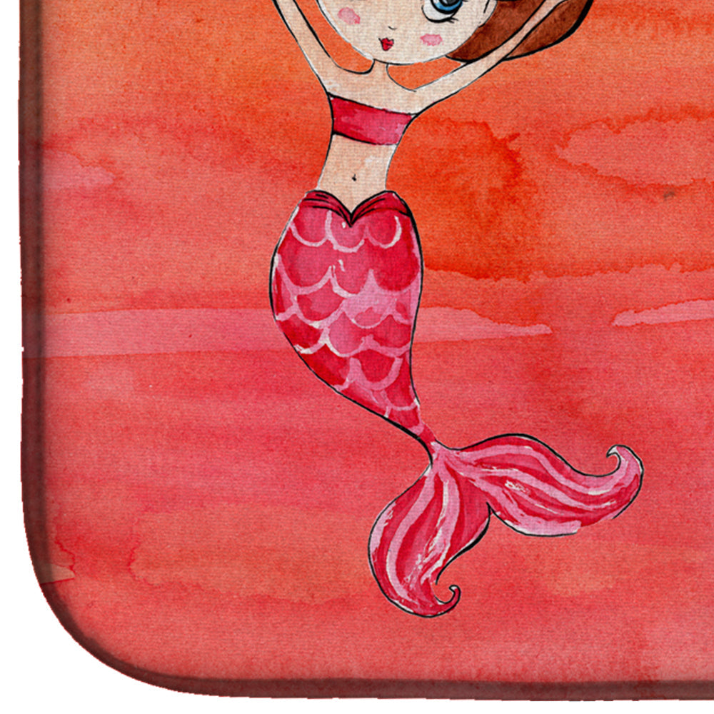 Mermaid Welcome Red Dish Drying Mat Absorbent Dish Drying Mat Pad for Kitchen Counter Dish Drainer Mat for Countertop, 14 x 21", Multicolor