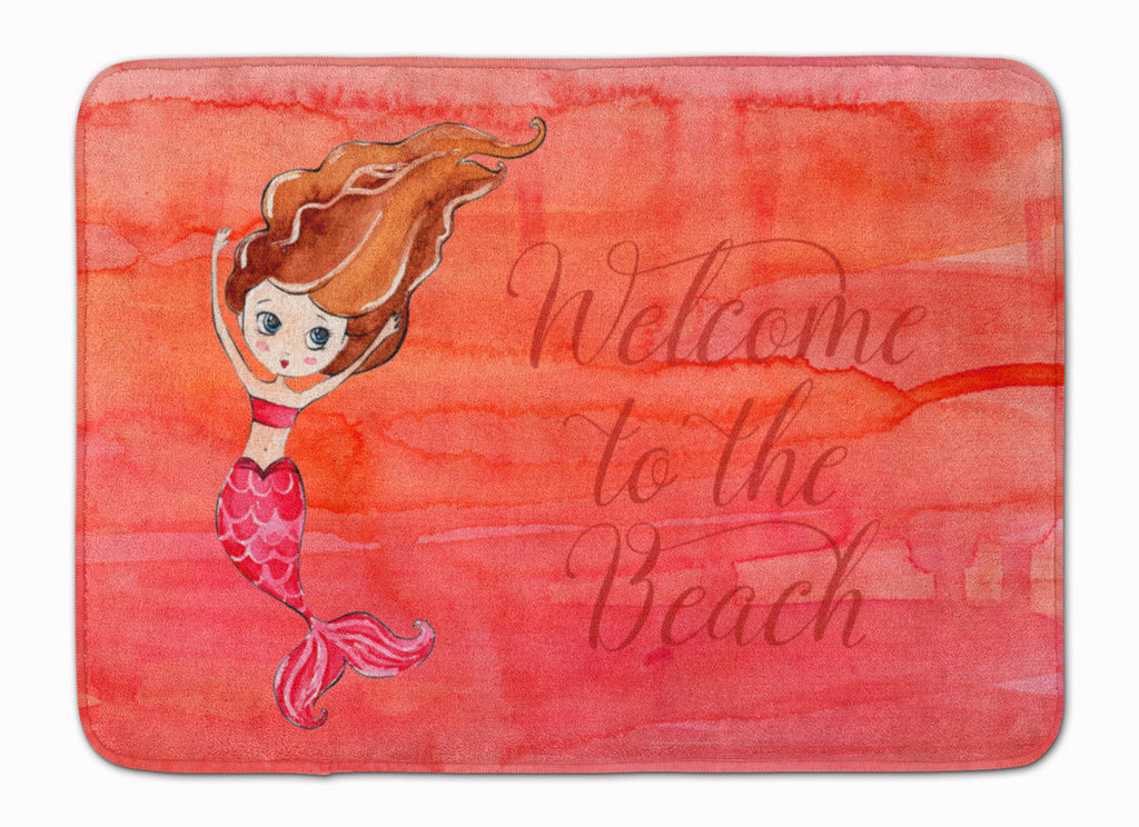Mermaid Welcome Red Memory Foam Kitchen Mat Machine Washable Anti-Fatigue Cushion Comfort Bath or Kitchen Rug