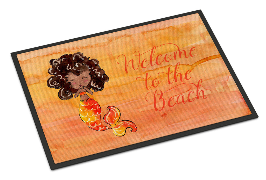 Mermaid Welcome Orange Doormat Indoor Outdoor 24H X 36W Front Door Mat Rugs for Entryway, Non Slip Washable Low Pile,