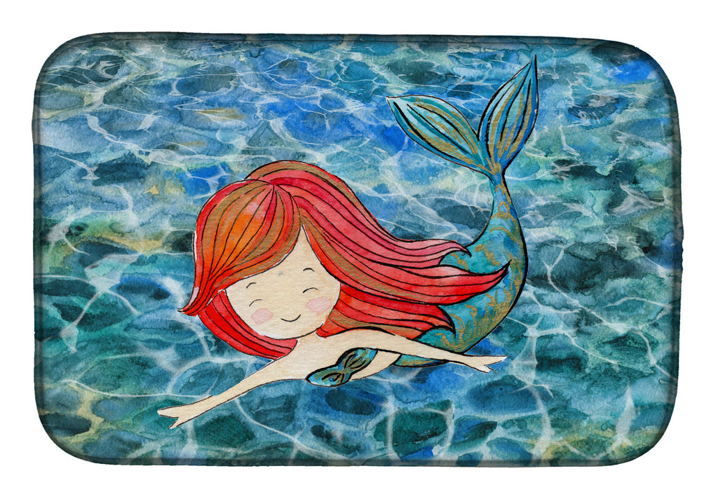 Mermaid Swimming Dish Drying Mat Absorbent Dish Drying Mat Pad for Kitchen Counter Dish Drainer Mat for Countertop, 14 x 21", Multicolor