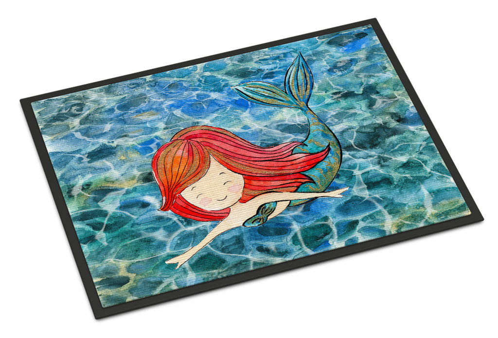 Mermaid Swimming Doormat Indoor Outdoor 24H X 36W Front Door Mat Rugs for Entryway, Non Slip Washable Low Pile,