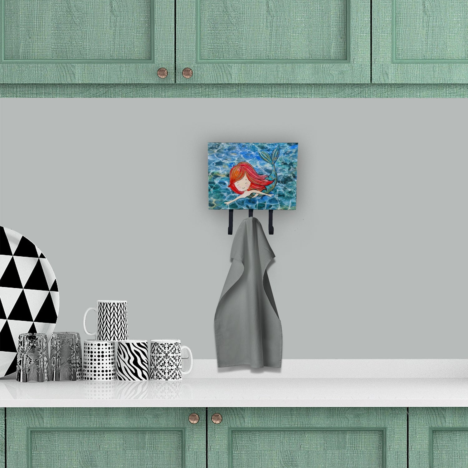 Mermaid Swimming Leash or Key Holder Wall Hooks, Coat Rack Wall Mount, for Hanging Keys, Towels, Aprons, Leashes
