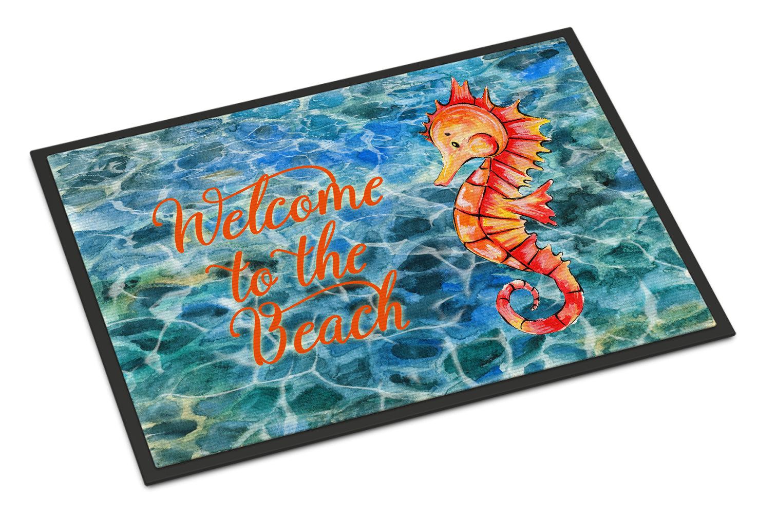 Seahorse Welcome Doormat Indoor Outdoor 24H X 36W Front Door Mat Rugs for Entryway, Non Slip Washable Low Pile,