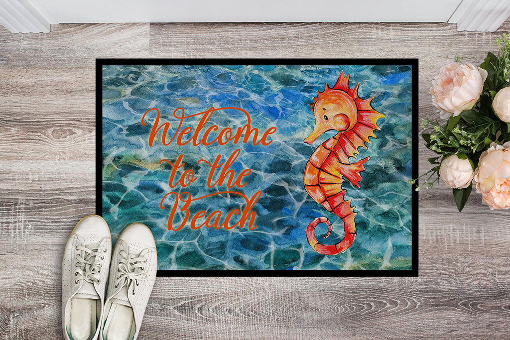 Seahorse Welcome Doormat Indoor Outdoor 24H X 36W Front Door Mat Rugs for Entryway, Non Slip Washable Low Pile,