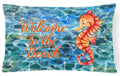 Seahorse Welcome Decorative Throw Pillow 12x16 Indoor Outdoor Accent Cushion, Fabric Cover with Insert for Sofa, Bed, Porch & Living Room