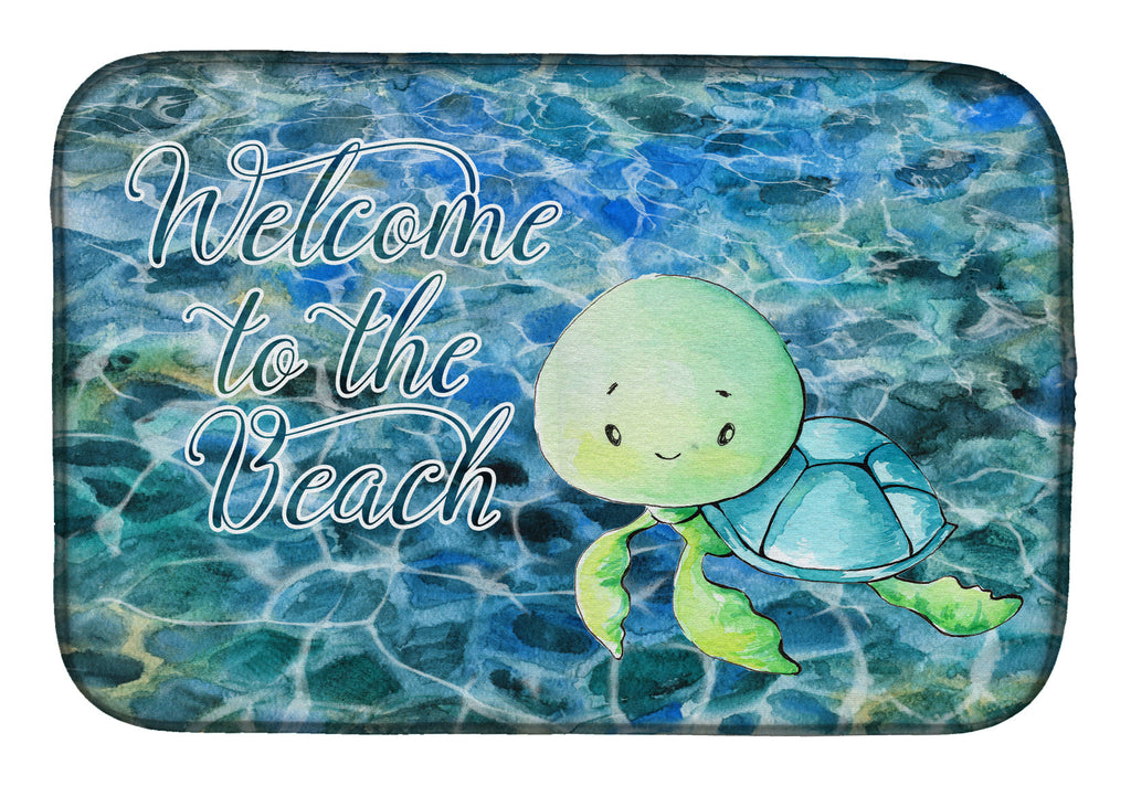 Sea Turtle Welcome Dish Drying Mat Absorbent Dish Drying Mat Pad for Kitchen Counter Dish Drainer Mat for Countertop, 14 x 21", Multicolor