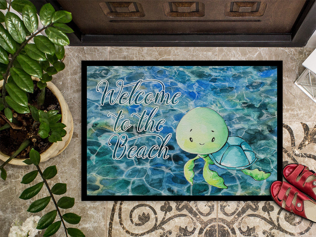 Sea Turtle Welcome Doormat Indoor Outdoor 24H X 36W Front Door Mat Rugs for Entryway, Non Slip Washable Low Pile,