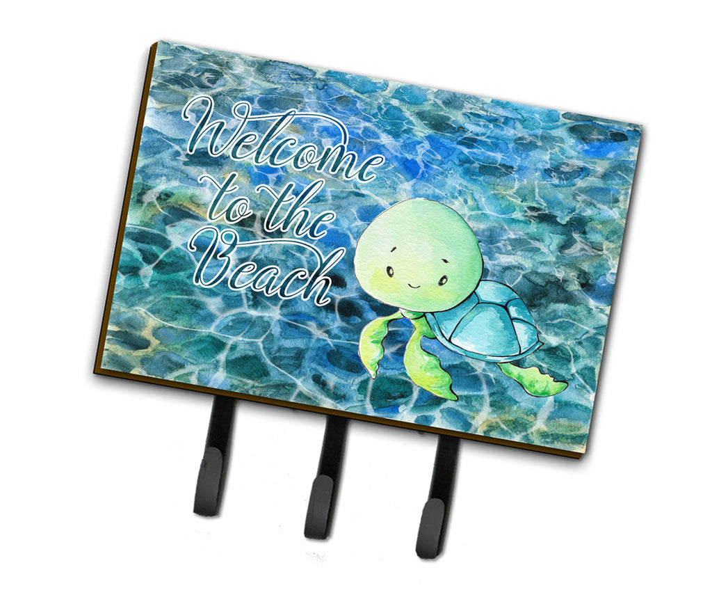 Sea Turtle Welcome Leash or Key Holder Wall Hooks, Coat Rack Wall Mount, for Hanging Keys, Towels, Aprons, Leashes