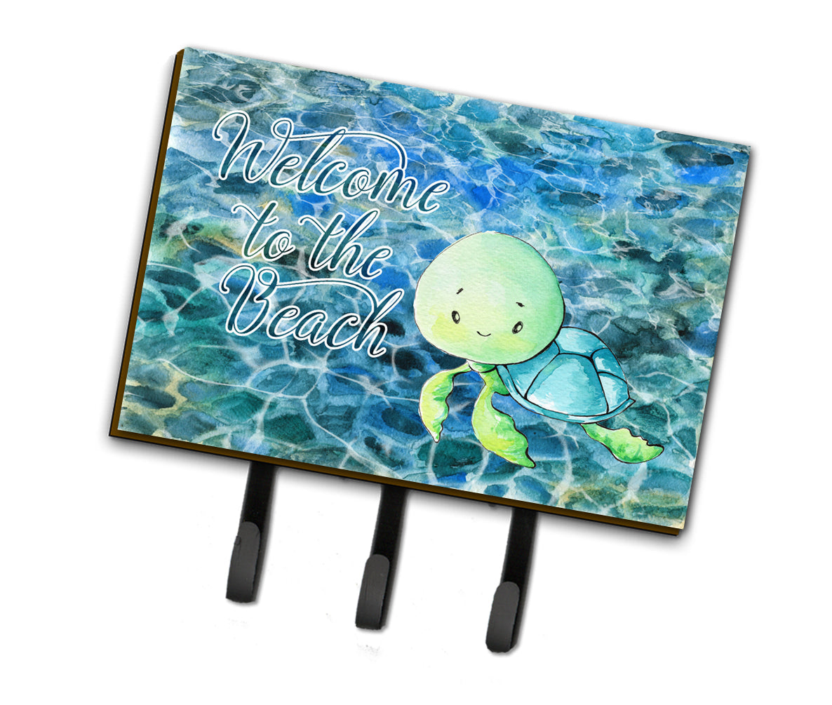 Sea Turtle Welcome Leash or Key Holder Wall Hooks, Coat Rack Wall Mount, for Hanging Keys, Towels, Aprons, Leashes