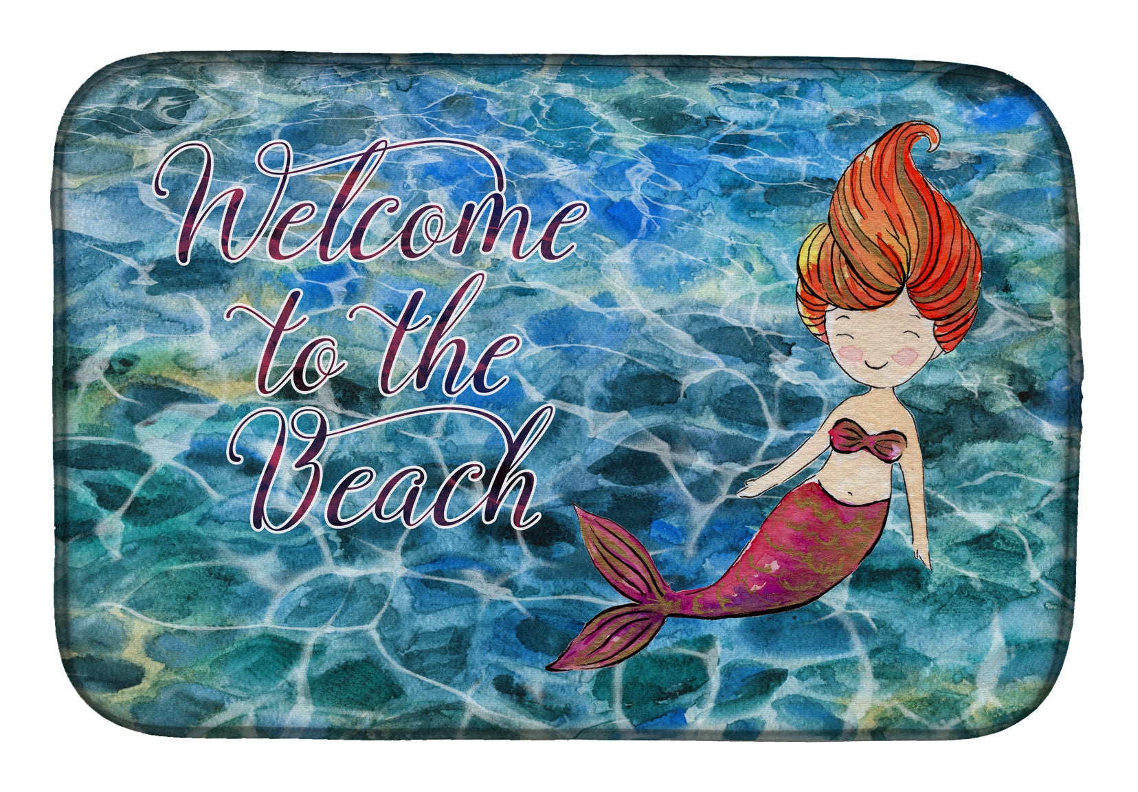 Mermaid Water Welcome Dish Drying Mat Absorbent Dish Drying Mat Pad for Kitchen Counter Dish Drainer Mat for Countertop, 14 x 21", Multicolor