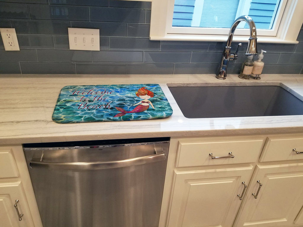 Mermaid Water Welcome Dish Drying Mat Absorbent Dish Drying Mat Pad for Kitchen Counter Dish Drainer Mat for Countertop, 14 x 21", Multicolor