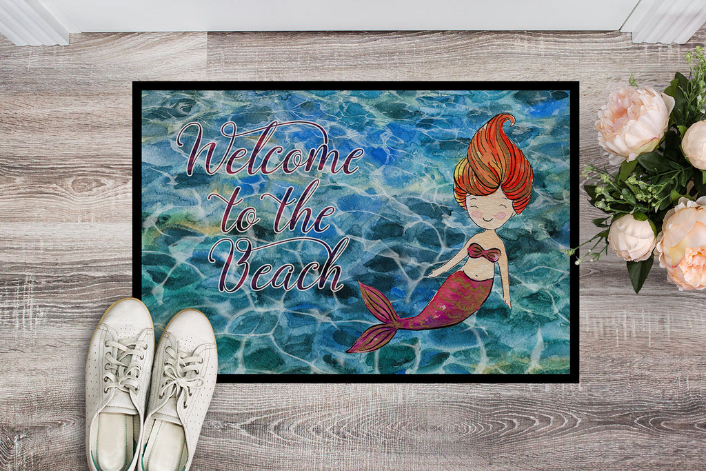 Mermaid Water Welcome Doormat Indoor Outdoor 24H X 36W Front Door Mat Rugs for Entryway, Non Slip Washable Low Pile,