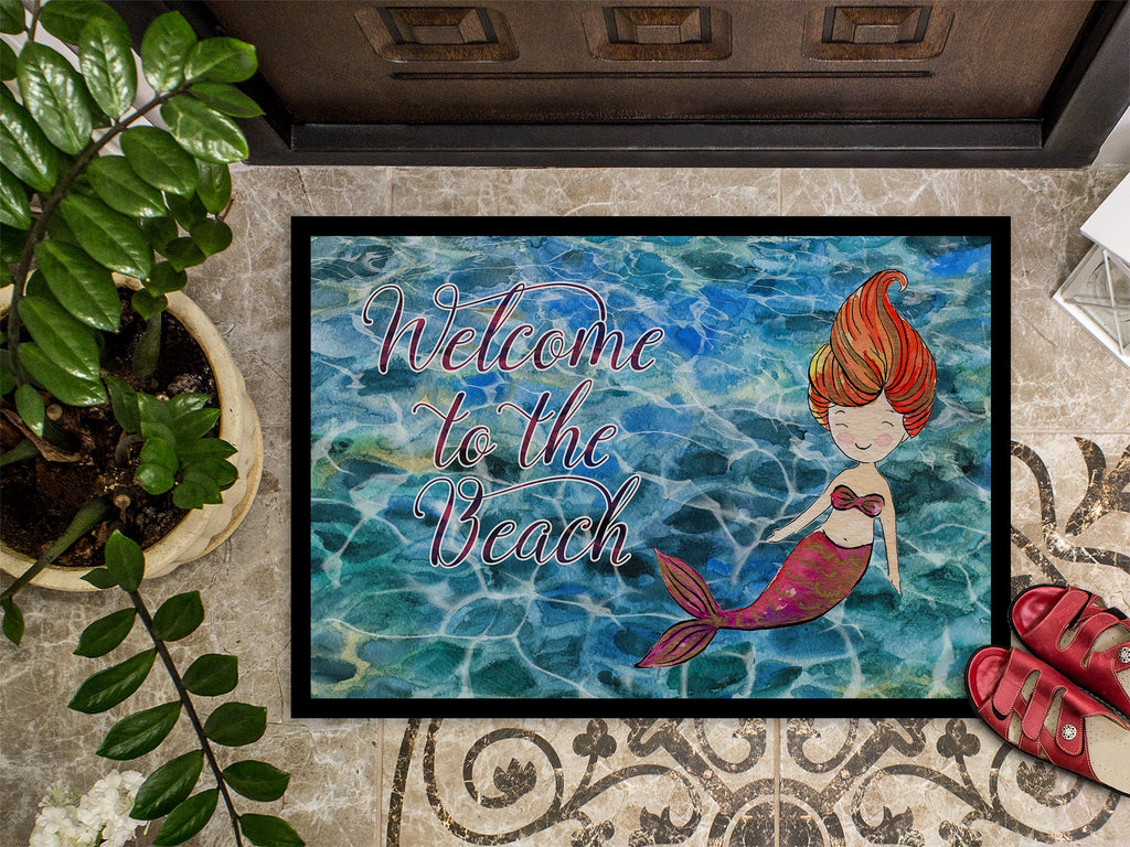 Mermaid Water Welcome Doormat Indoor Outdoor 24H X 36W Front Door Mat Rugs for Entryway, Non Slip Washable Low Pile,