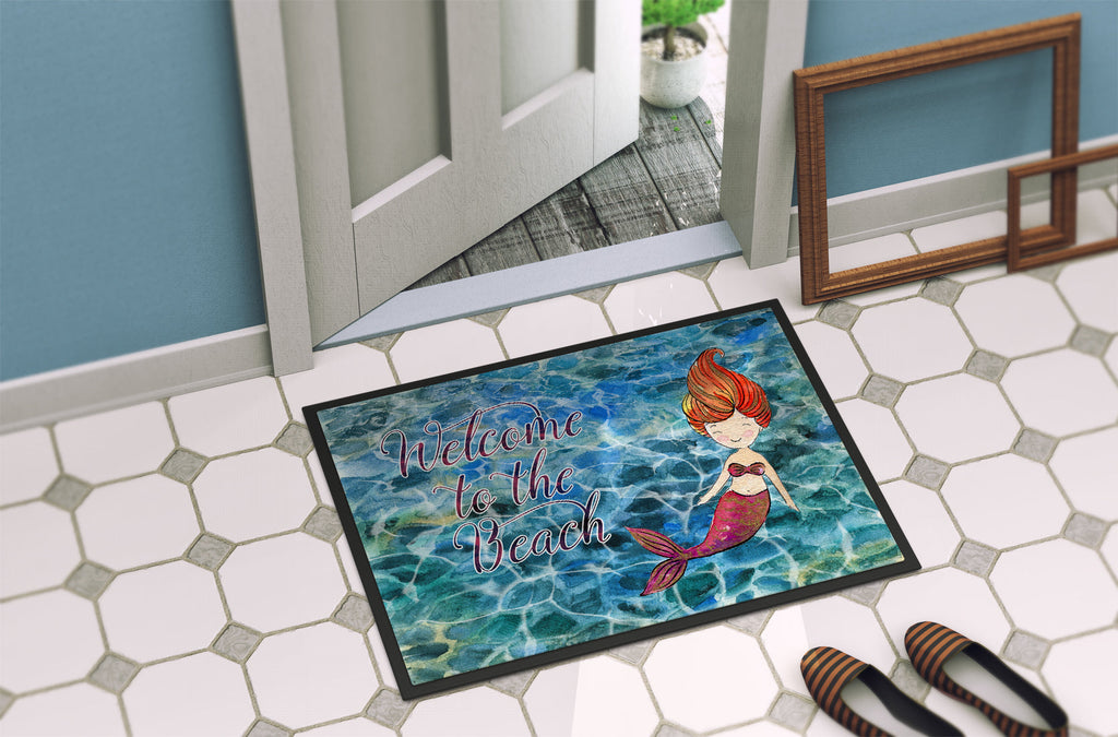 Mermaid Water Welcome Doormat Indoor Outdoor 24H X 36W Front Door Mat Rugs for Entryway, Non Slip Washable Low Pile,